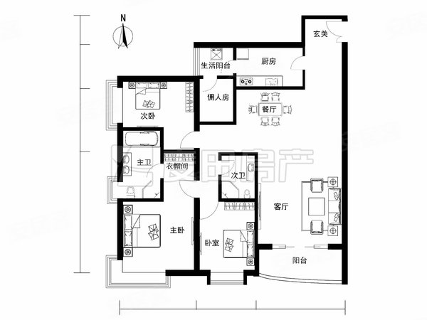 北京朝阳朝阳公园棕榈泉国际公寓2层 家具齐全 三居室  安静位置出租