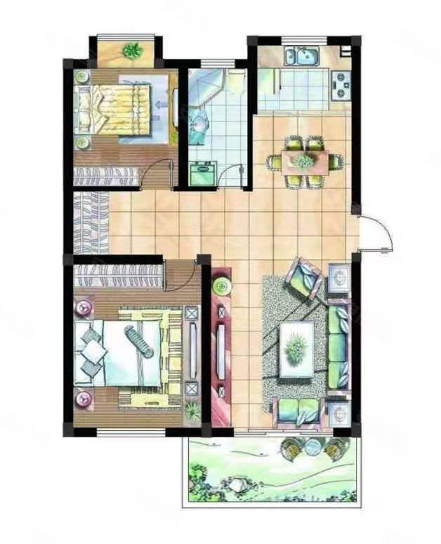 御景峰2室2厅1卫88㎡南北69万