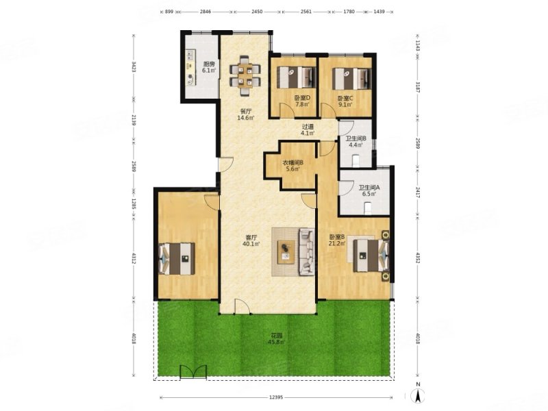 1楼花园4房 金茂如意府科技系统 诚心出售