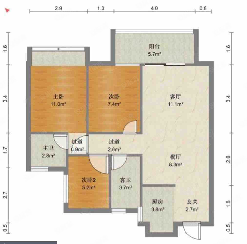 建发鼎华北大珑廷3室2厅2卫89.47㎡南105万