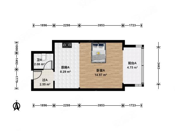 工体3号1室0厅1卫50.77㎡东370万