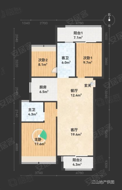 御珑湾3室2厅2卫110㎡南北43万