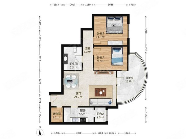 【多图】万科星园,奥林匹克公园租房,整租 北苑 万科星园 精装两居室