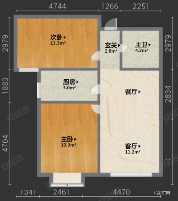 香雪苑2室1厅1卫84.26㎡南120万