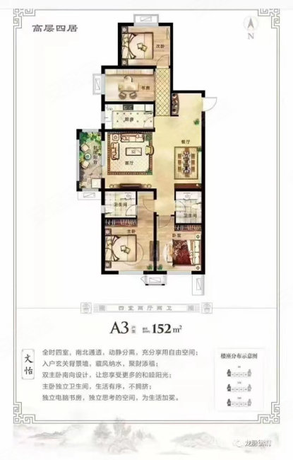 龙脉御府4室2厅2卫152㎡南北62万