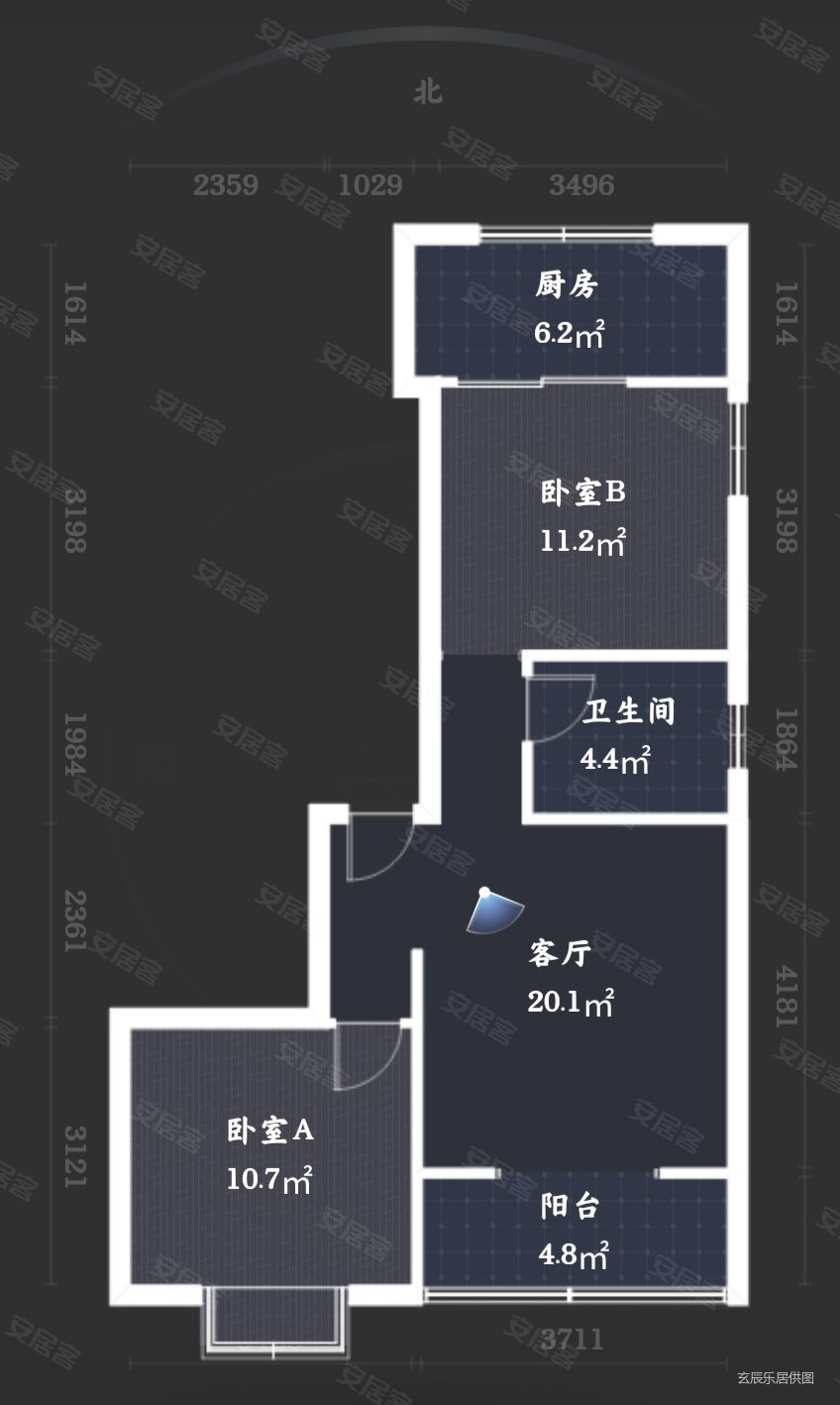 西华苑三期南区2室1厅1卫110㎡南北62万