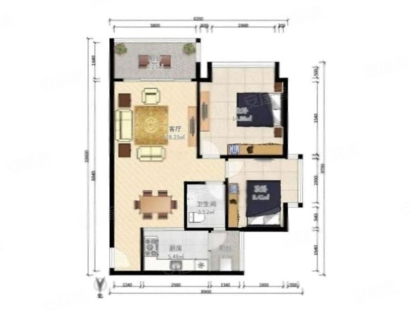 留仙居3室2厅1卫70㎡南225万