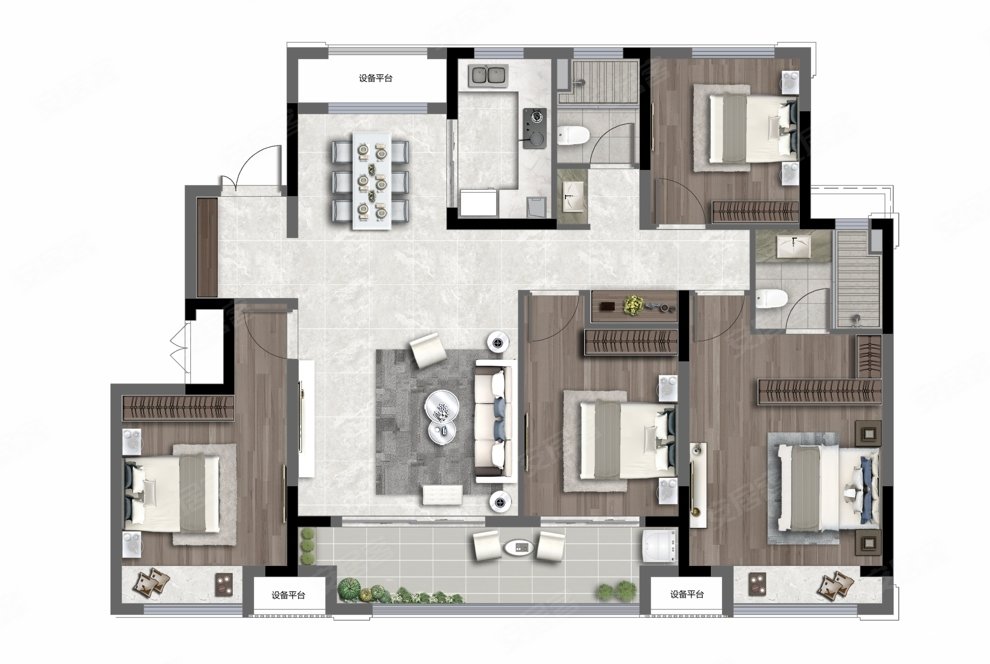赞成名仕府4室2厅2卫119㎡南106万