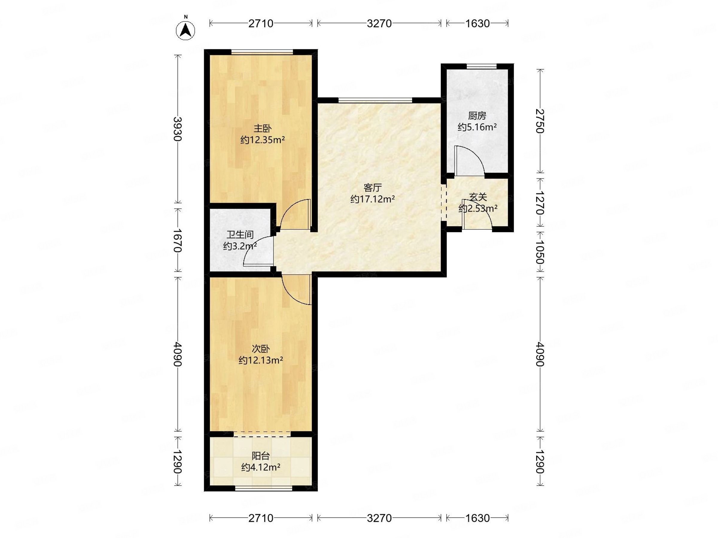 华普园三区2室1厅1卫86㎡南北85万