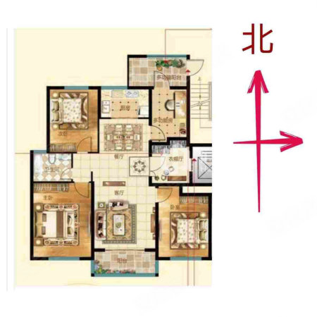 亚特尔理想城4室2厅1卫128㎡南北79万