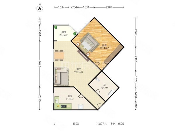 垂虹园(蓝靛厂)1室1厅1卫57㎡西北630万