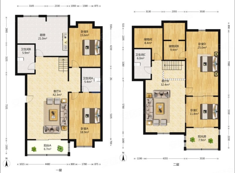 天建天华园5室2厅2卫207㎡南北230万