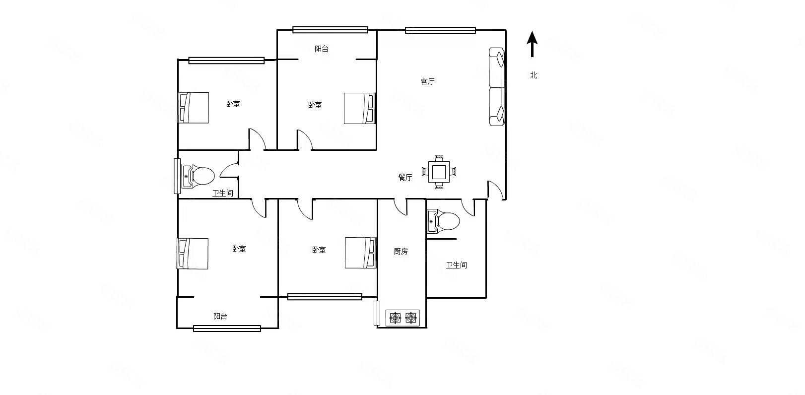 玉河街22号院4室2厅2卫156㎡南北130万