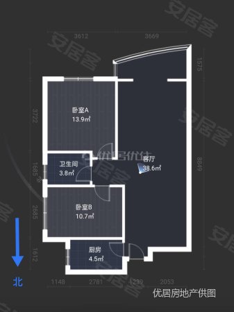 泰然鑫城2室2厅1卫87.3㎡南70万