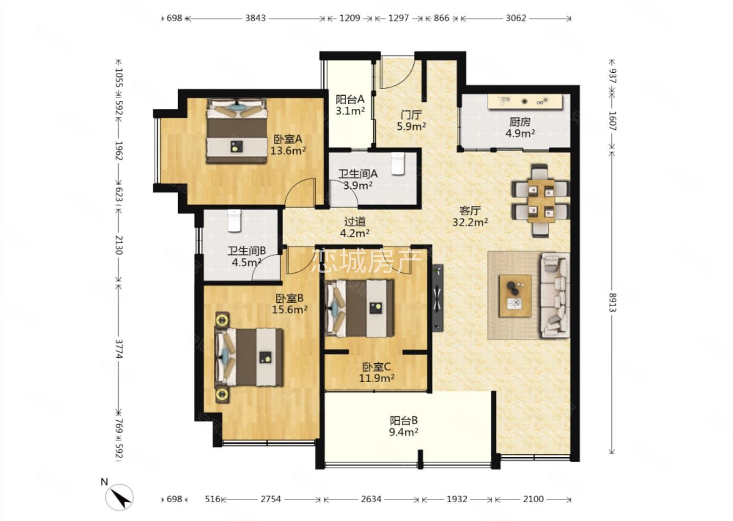 诚售青二蜀华人民公园西府少城对中庭户型方正采光足
