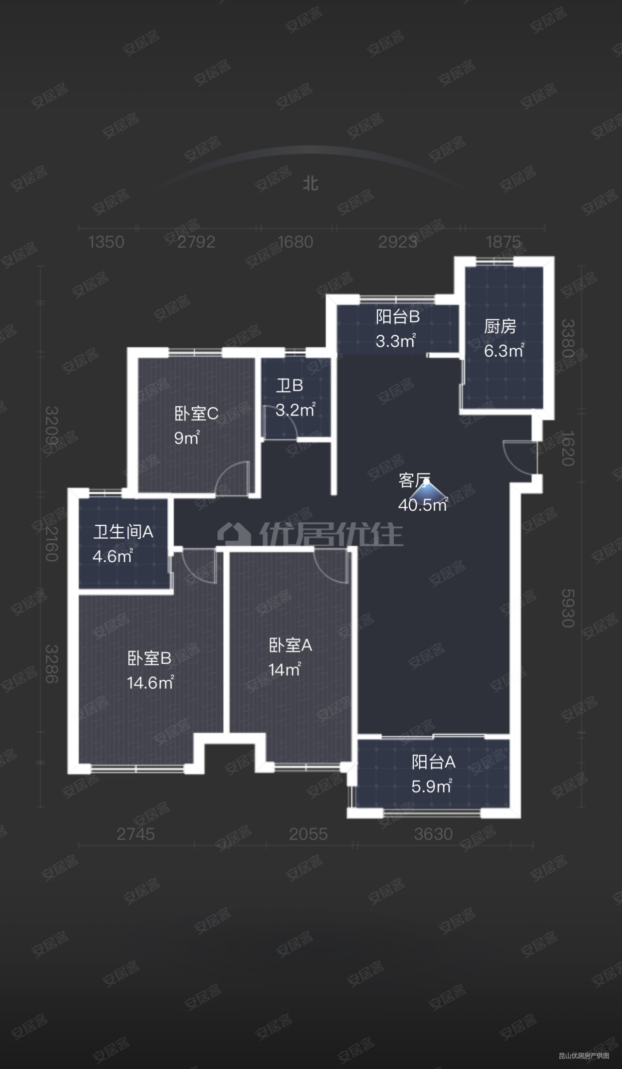 观湖壹号3室2厅2卫122.22㎡南370万