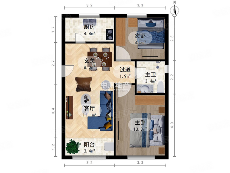 双青新家园荣居园旁荣乐园精装两居室