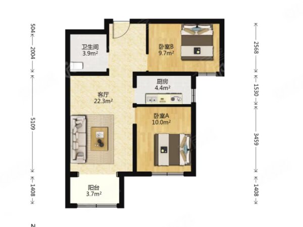 豆各庄地铁7号线 黑庄户乡丽景嘉苑精装全南两居室出租房源真实图片