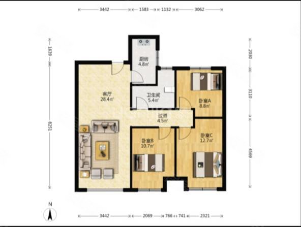 精装未住过五年住房高迪墨香郡10013平套三单卫
