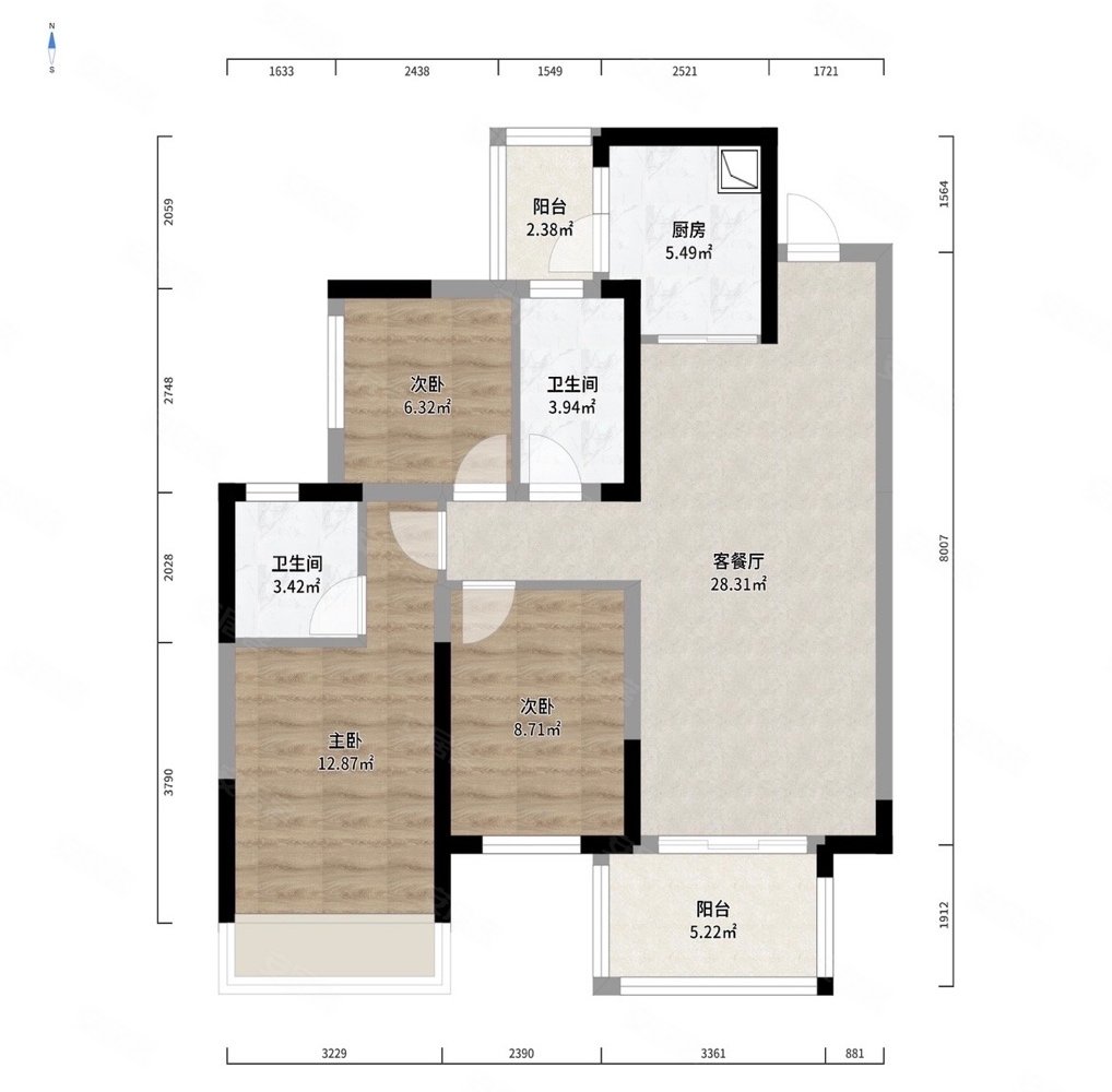 单价8千买青秀区凤岭北融创九熙府精装三房两厅两卫朝东南