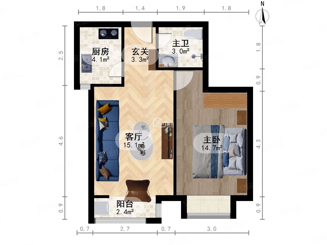溪悦园精装一居室带电梯中间层有房本满五年采光好