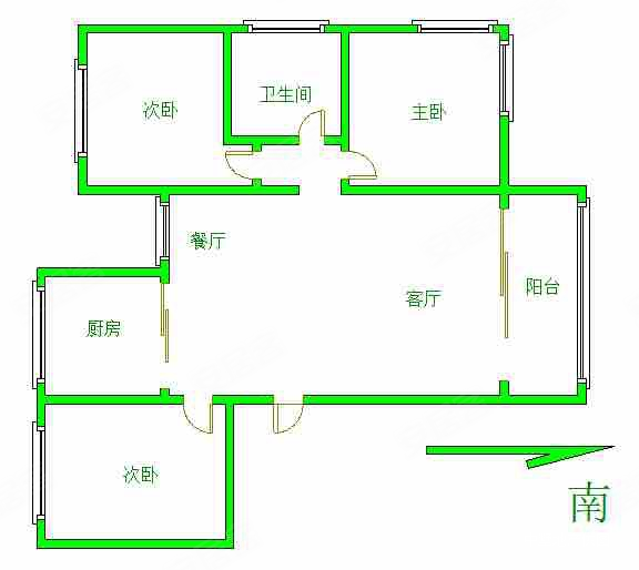 物业管理完善,户型方正,客餐厅南北通透,尚泽琪瑞公馆二手房,110万,3