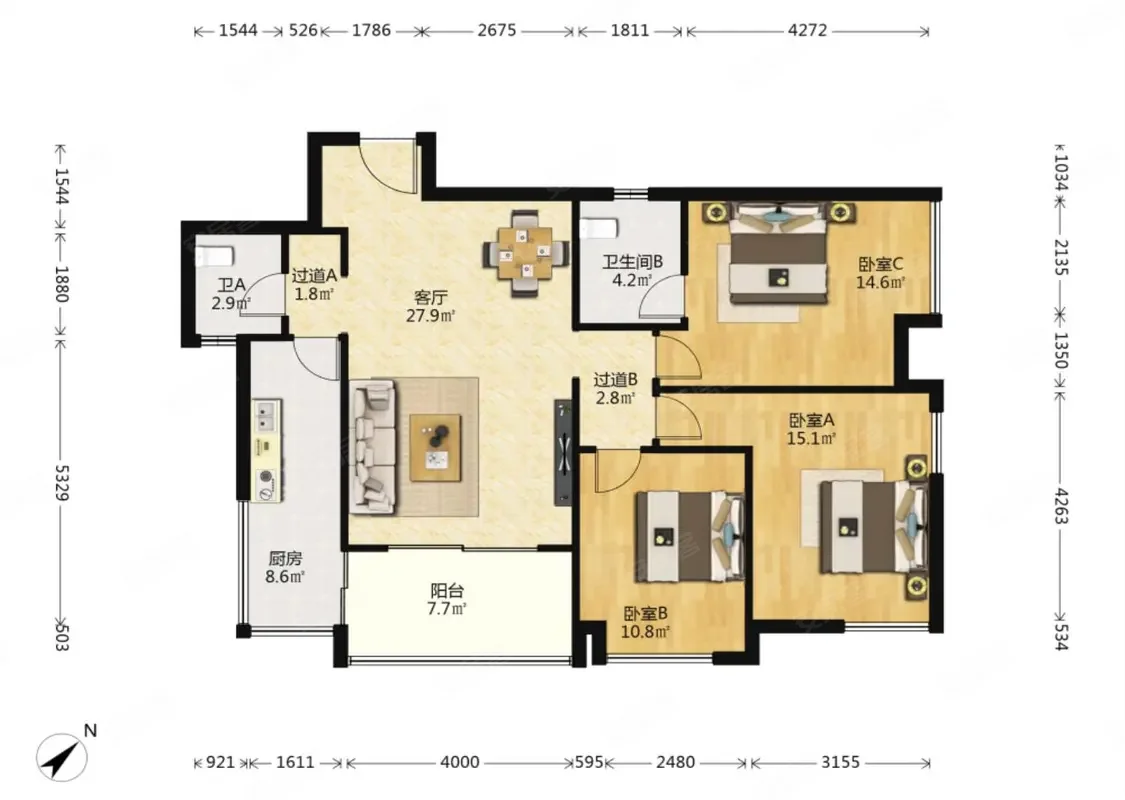 绿地伊顿公馆 次新小区 双卫 商品住宅 南北通透 电梯房