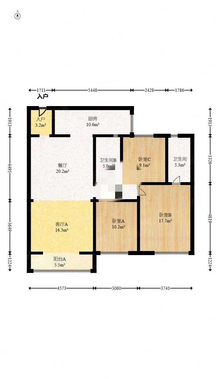 中建璟和城3室2厅2卫121.28㎡南北111万