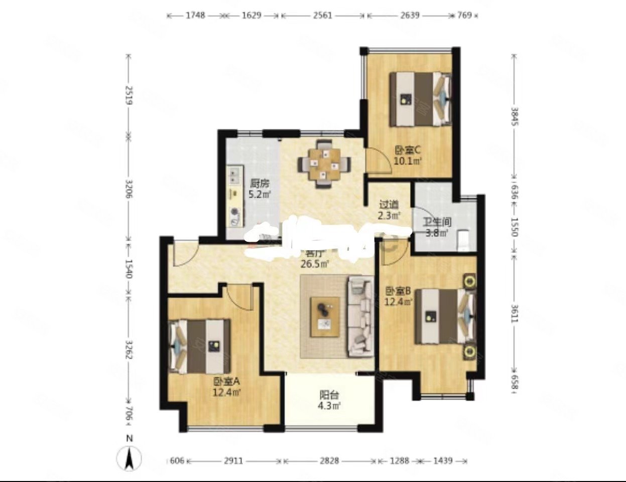 市民中心旁西华龙樾精装三房居住环境好南北通透低密度房