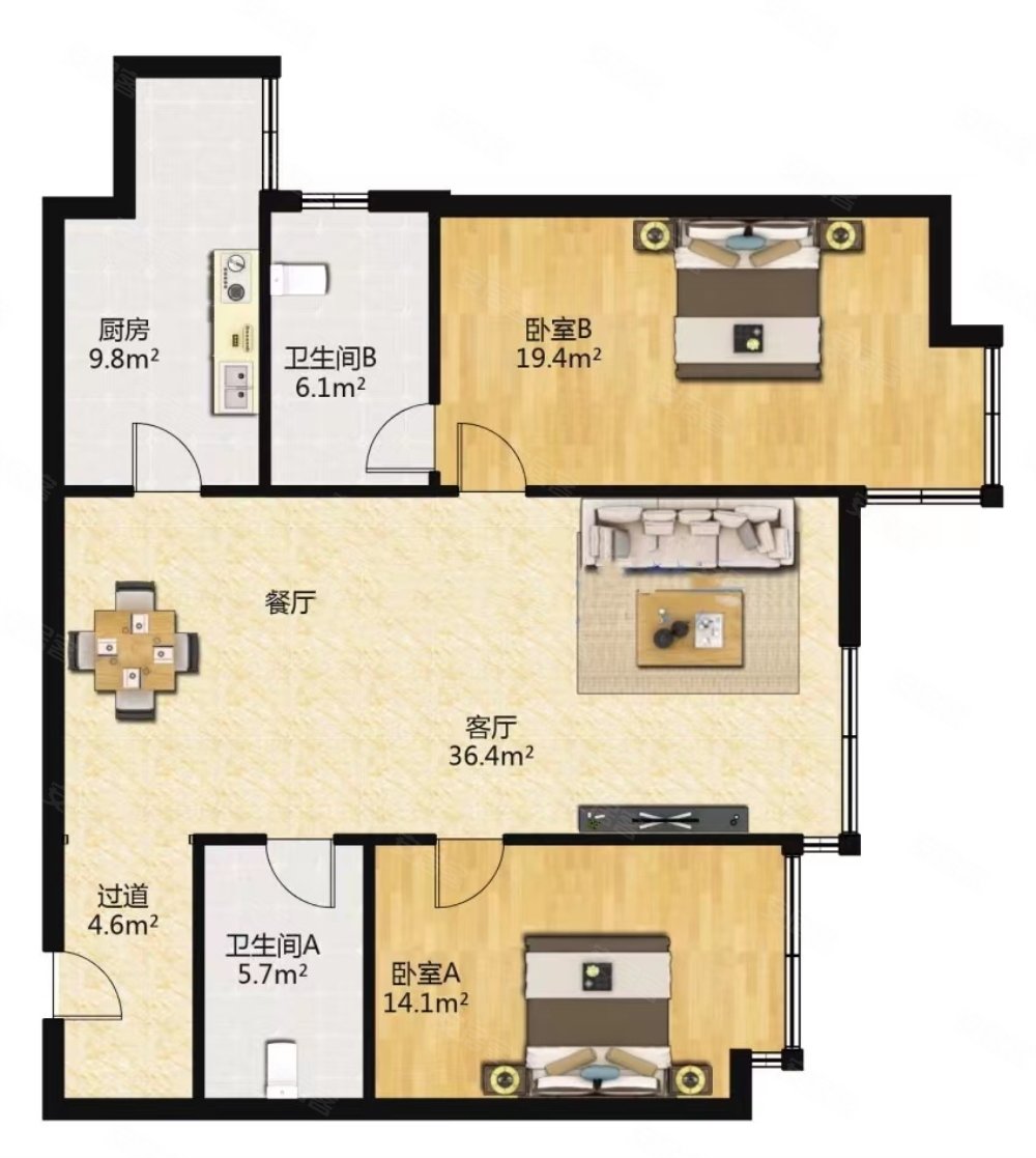 晓港名城五期套二厅急售318万高楼层采光好有钥匙随时看房
