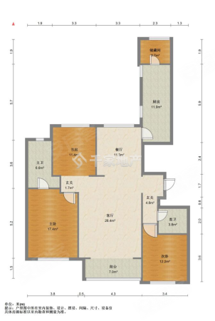 唐城壹零壹(公寓住宅)3室2厅2卫165㎡南北335万