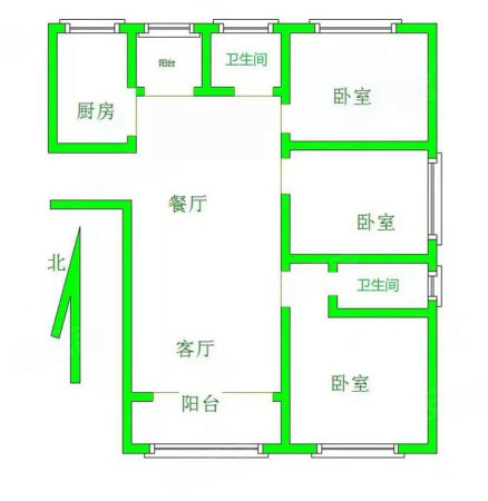 未来城(A区)3室2厅2卫135.05㎡南北148万