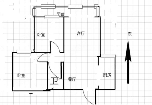 翰墨华庭2室2厅1卫100㎡东73万