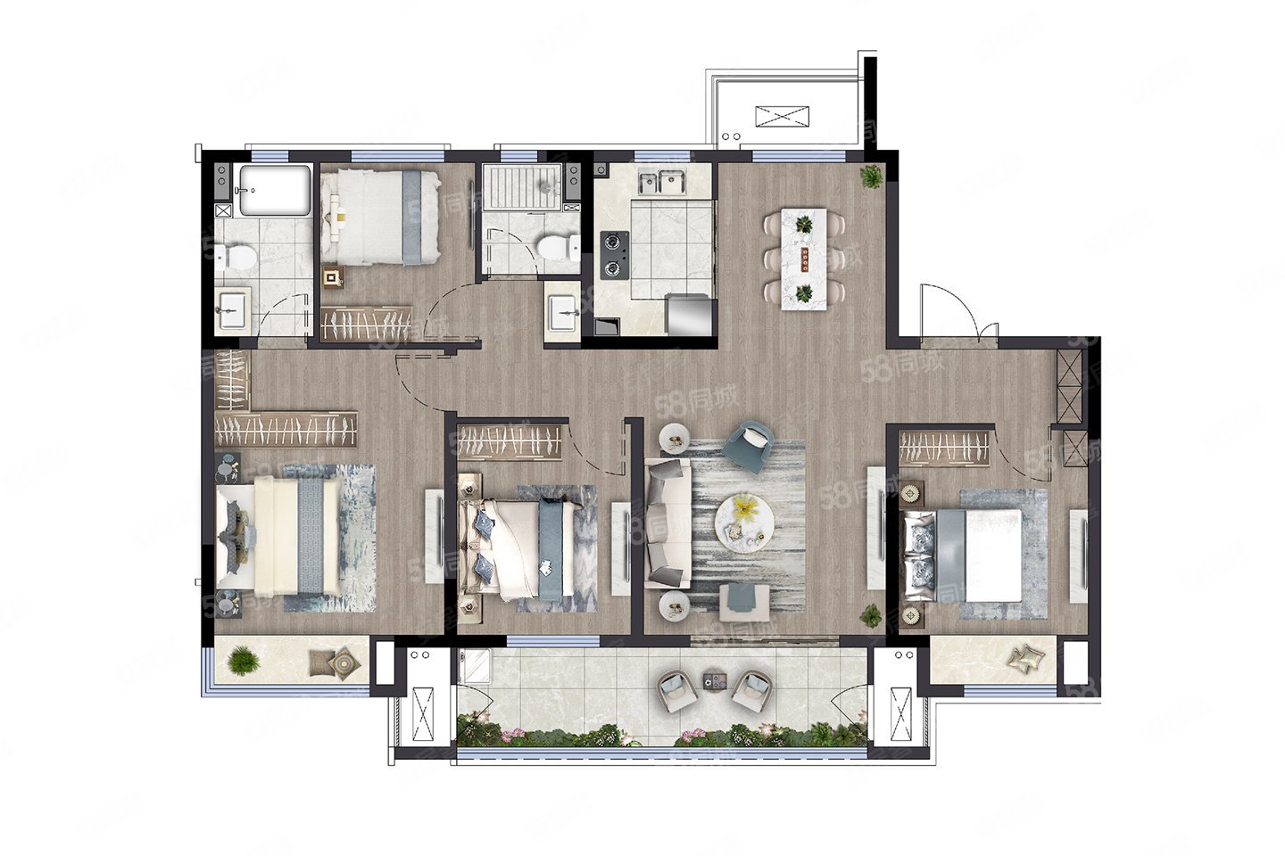 中梁中南拾光印4室2厅2卫132㎡南北182万