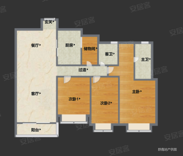 万科欧泊3室2厅2卫95㎡南323万