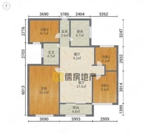 康博公馆4室2厅1卫111.4㎡南北109万