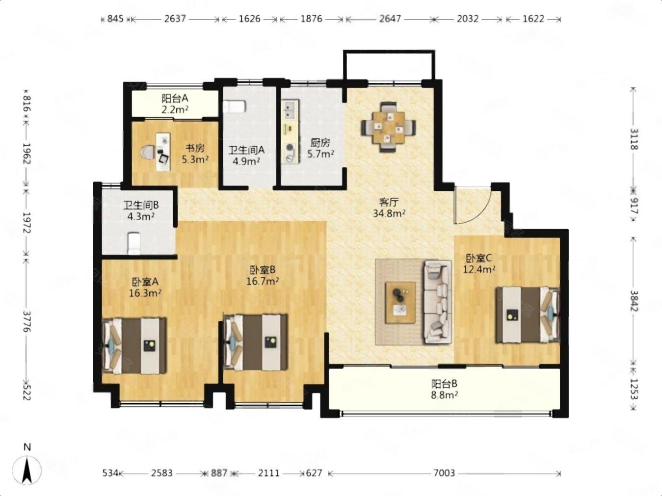 维科望江府4室2厅1卫139.72㎡南528万