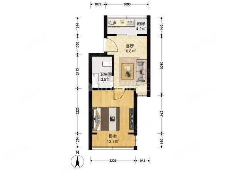 璧玉城1室1厅1卫46.7㎡南北22.8万