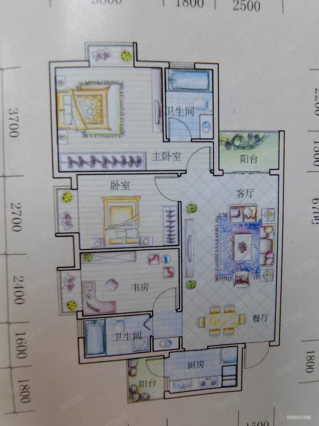 花果园u区3房2厅2卫视野开阔采光好可贷款