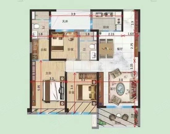 璀璨美景全新3房已通风一年福清医院冠捷家园附近
