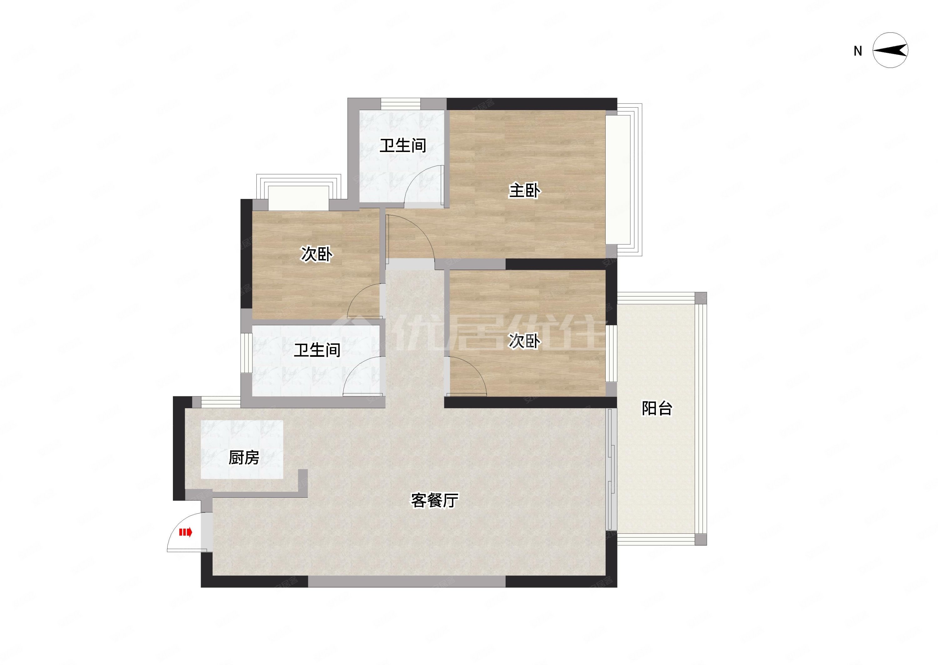 建发鼎华北大珑廷3室2厅2卫95.33㎡南北95.33万