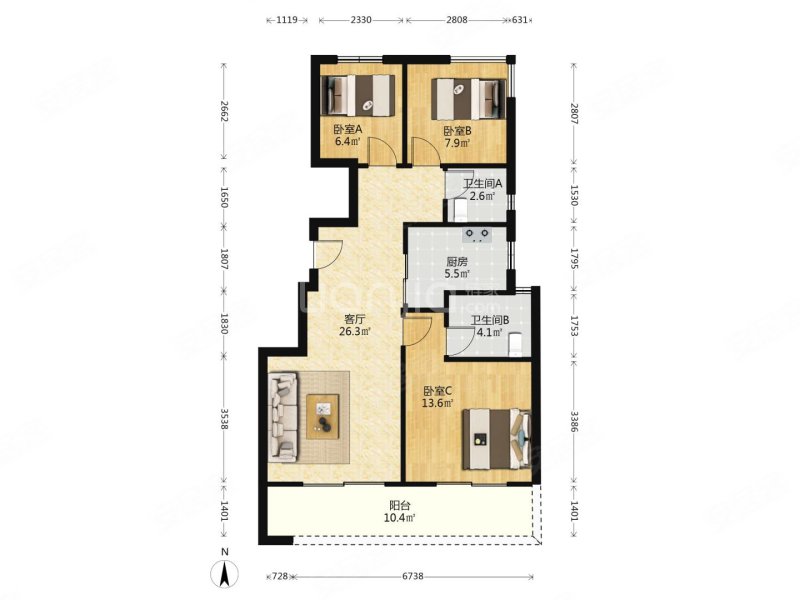 滨湖新城次新纯洋房小区!带车位!双阳台  楼层!
