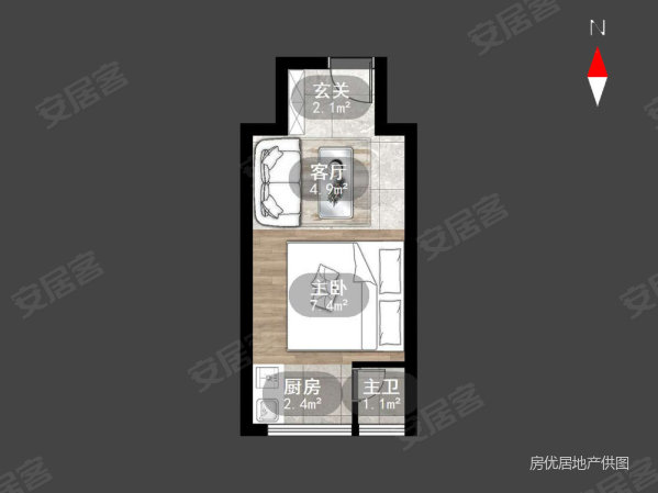 保纳商业广场1室1厅1卫26.52㎡南18万