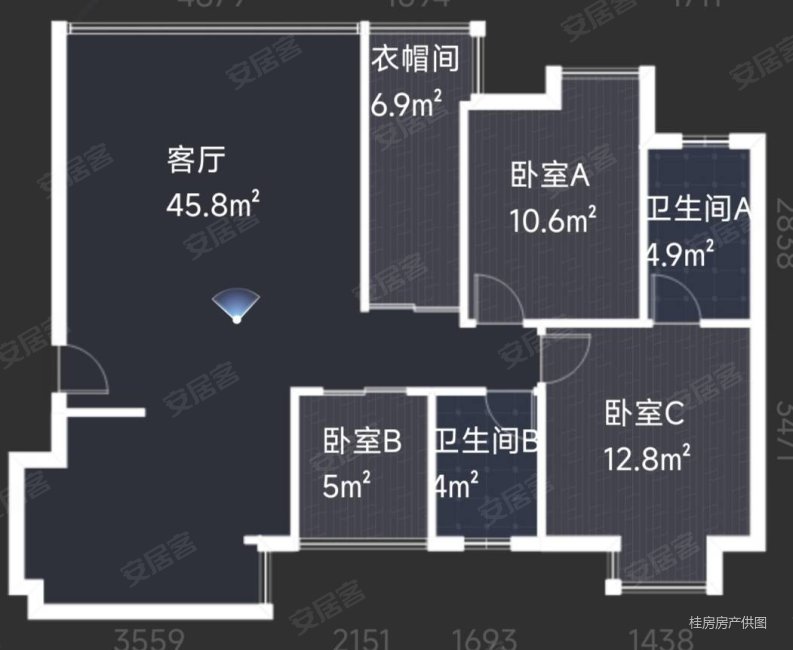 广汇湖光山色3室2厅2卫140㎡南113万