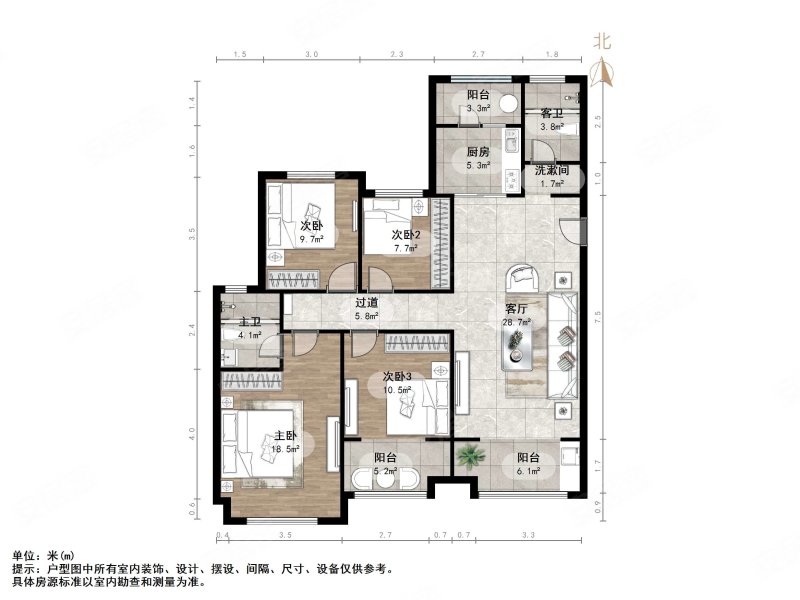 金科城4室2厅2卫147.46㎡南北142万