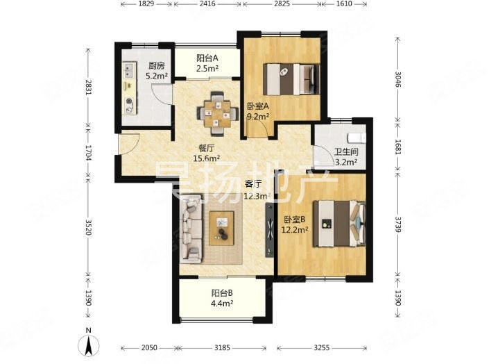 南行兴苑2室2厅1卫91.47㎡南北170万