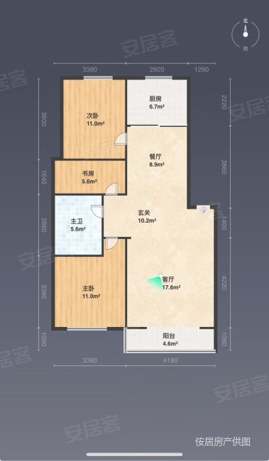 生态小区3室2厅1卫94㎡南北60万