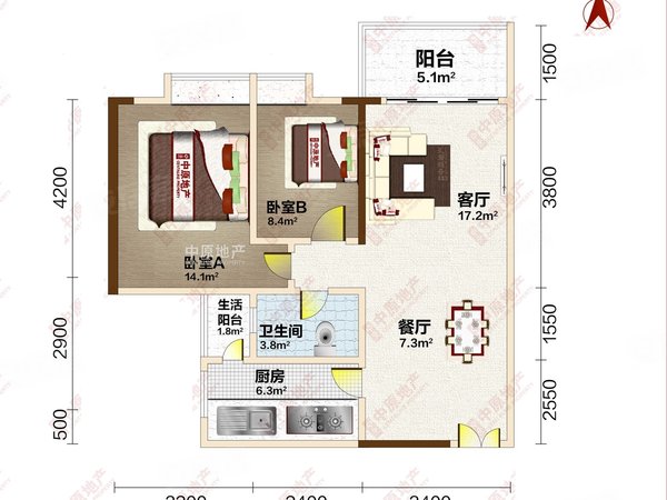 【多图】东山水恋,东湖租房,东湖大沙头 小区电梯两房 环境好 近十六