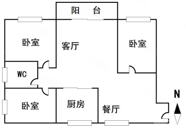 金域蓝湾3室2厅1卫88㎡南北68万