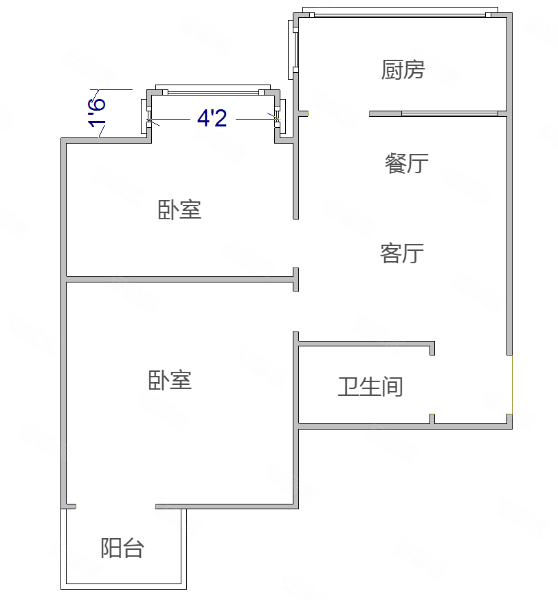 天怡花园2室2厅1卫55㎡西南168万